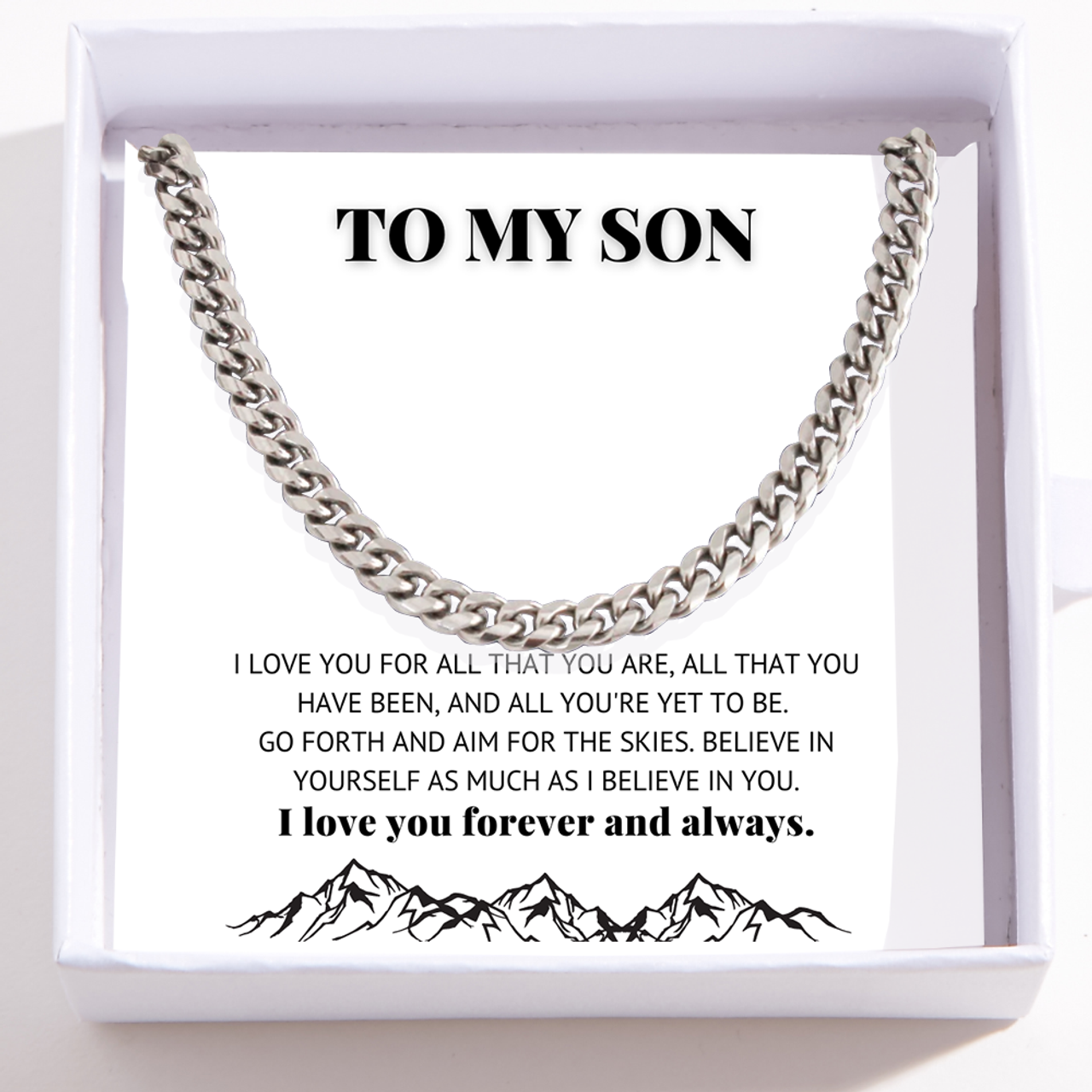 To My Son Necklace - Cuban Link Chain - I Believe In You