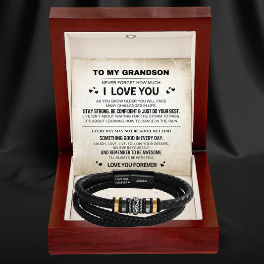 To My Grandson - 'Love You Forever' Personalised Name Bracelet