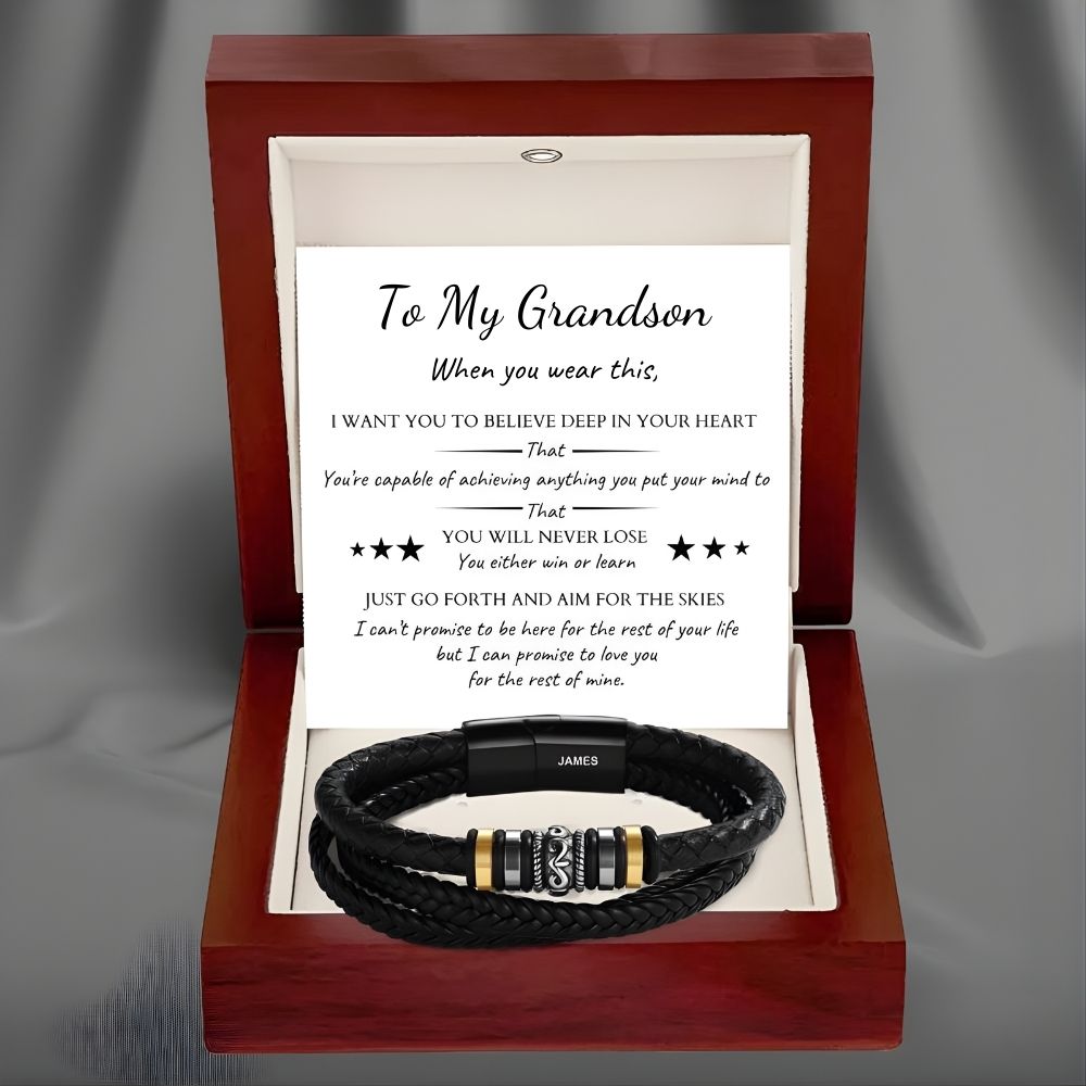To My Grandson - 'Love You Forever' Personalised Name Bracelet