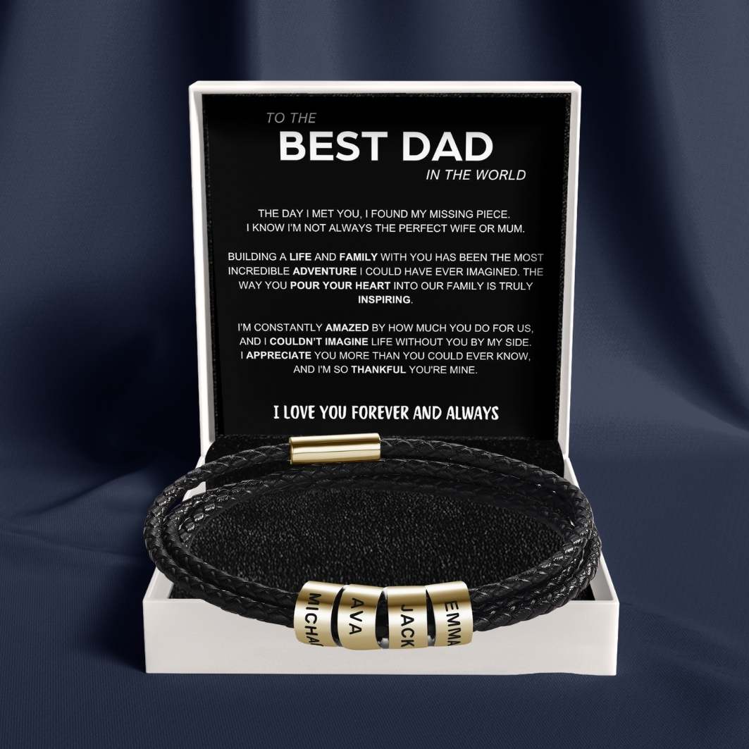 Inner Circle Timeless Bracelet with Engraved Name Beads - Best Dad In The World