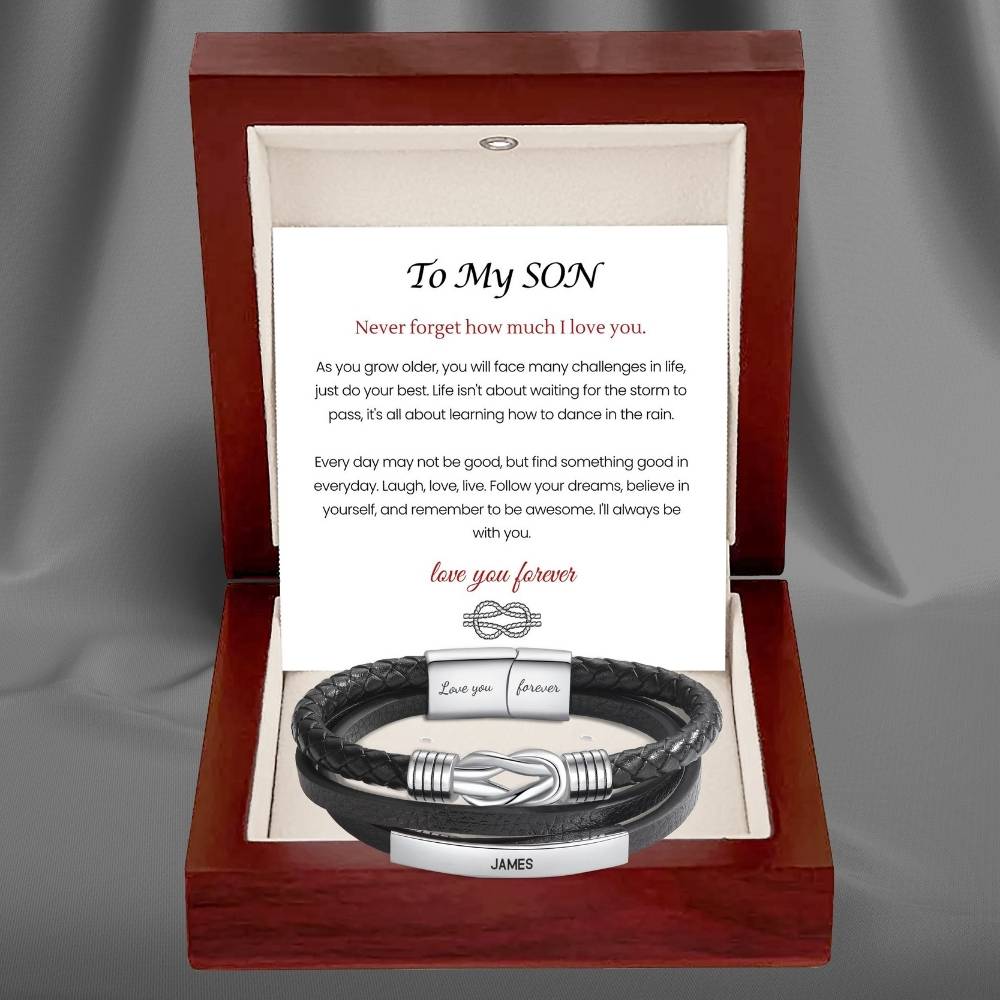 To My Son - Infinite Love Personalized Bar Bracelet