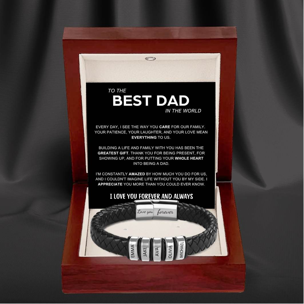 Inner Circle Classic Bracelet with Engraved Name Beads - Best Dad In The World