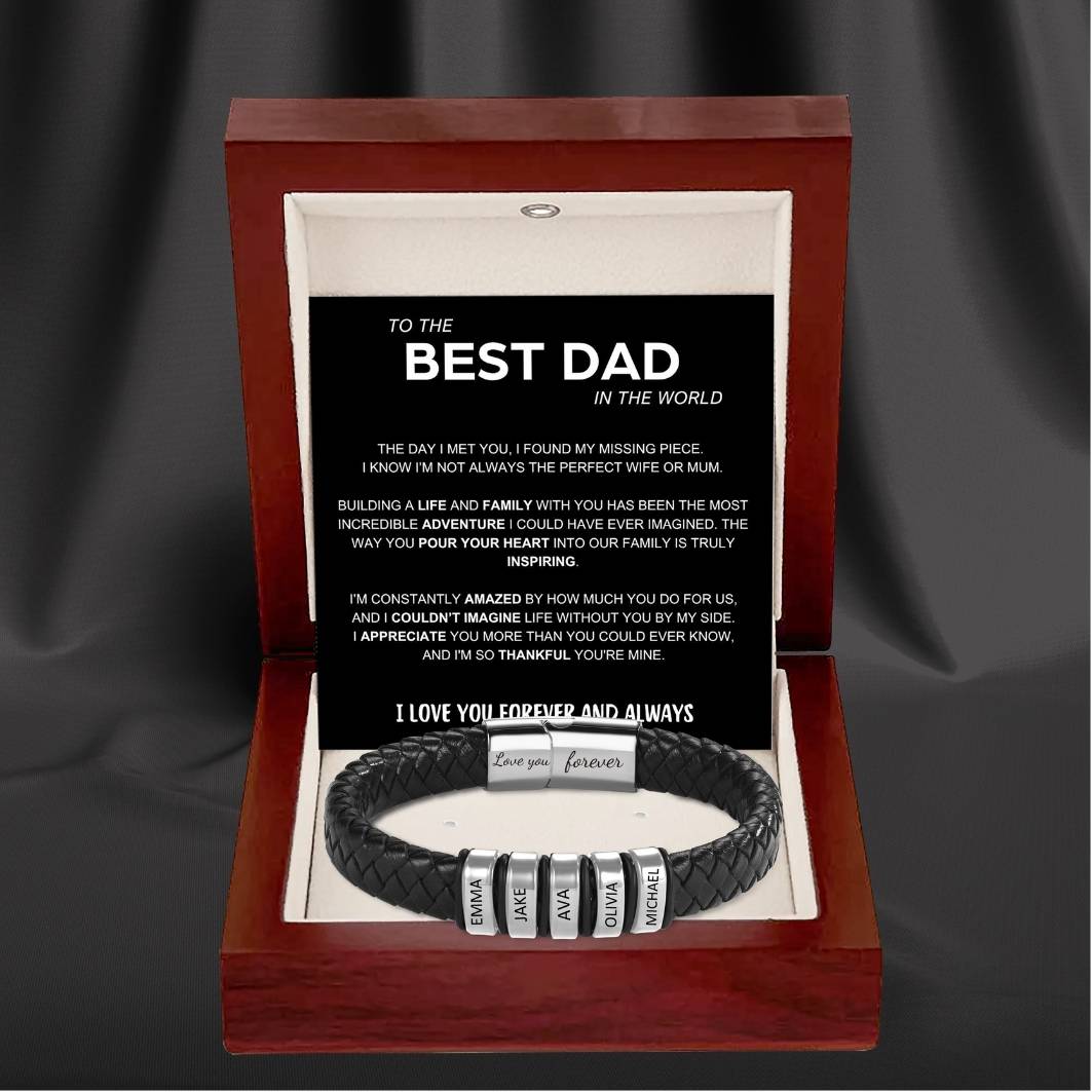 Inner Circle Classic Bracelet with Engraved Name Beads - Best Dad In The World