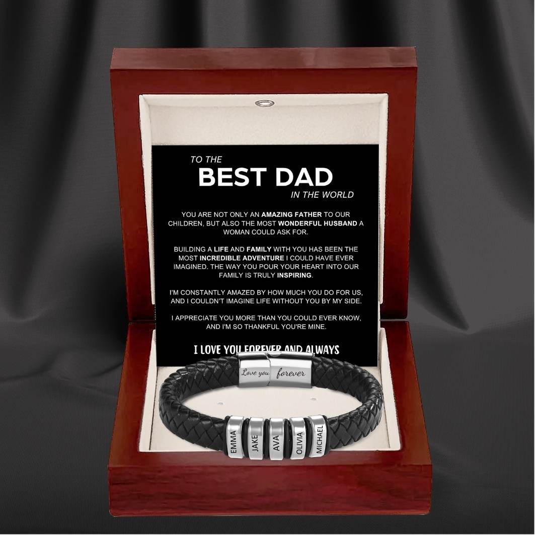 Inner Circle Classic Bracelet with Engraved Name Beads - Best Dad In The World