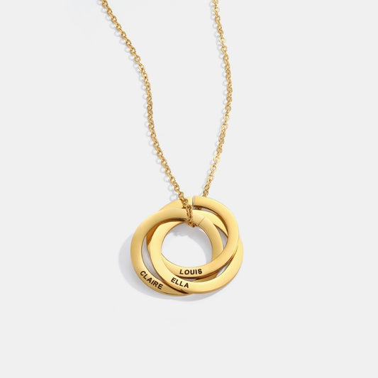 Interlocking Rings Necklace with Personalised Names