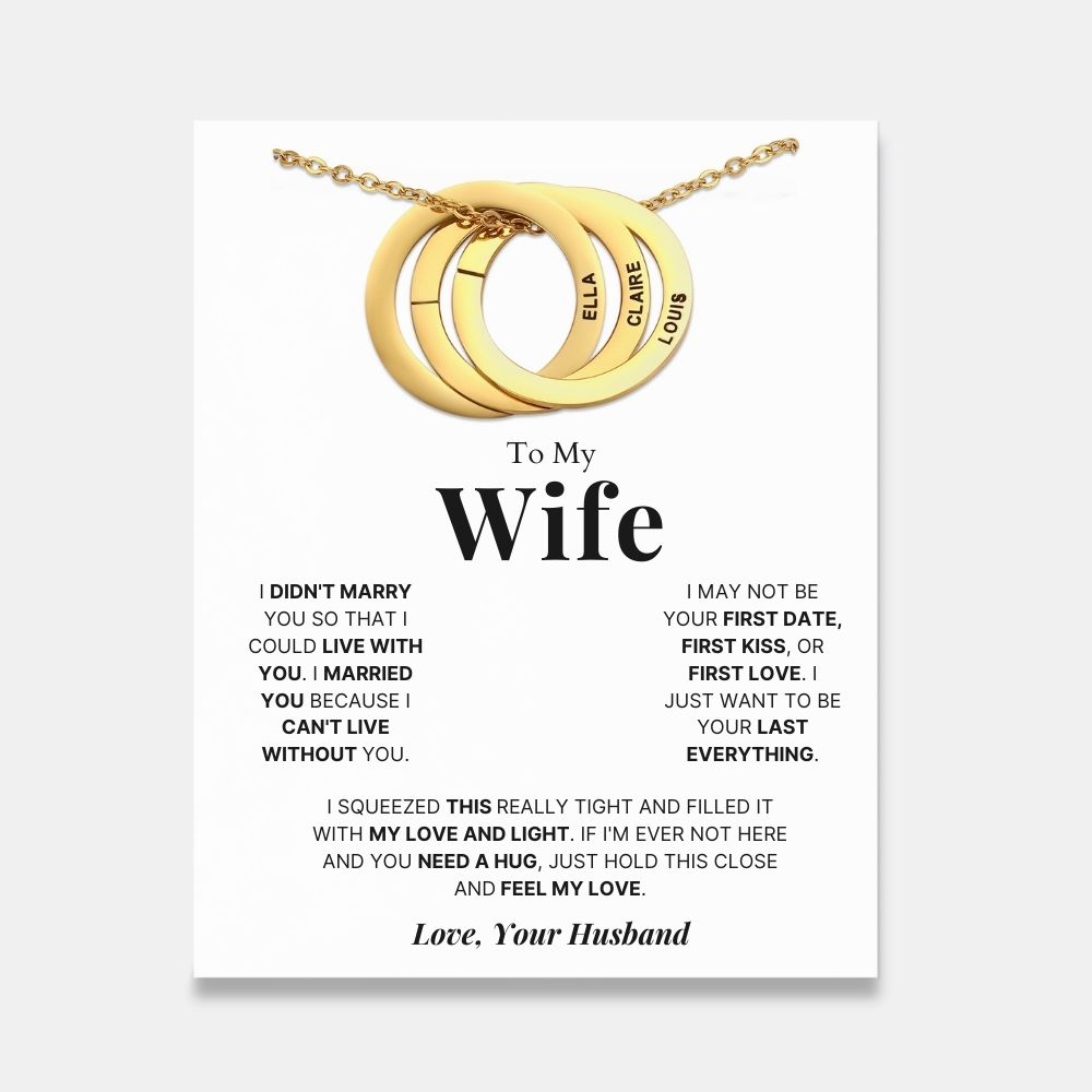 To My Wife - Interlocking Rings Necklace with Personalised Names