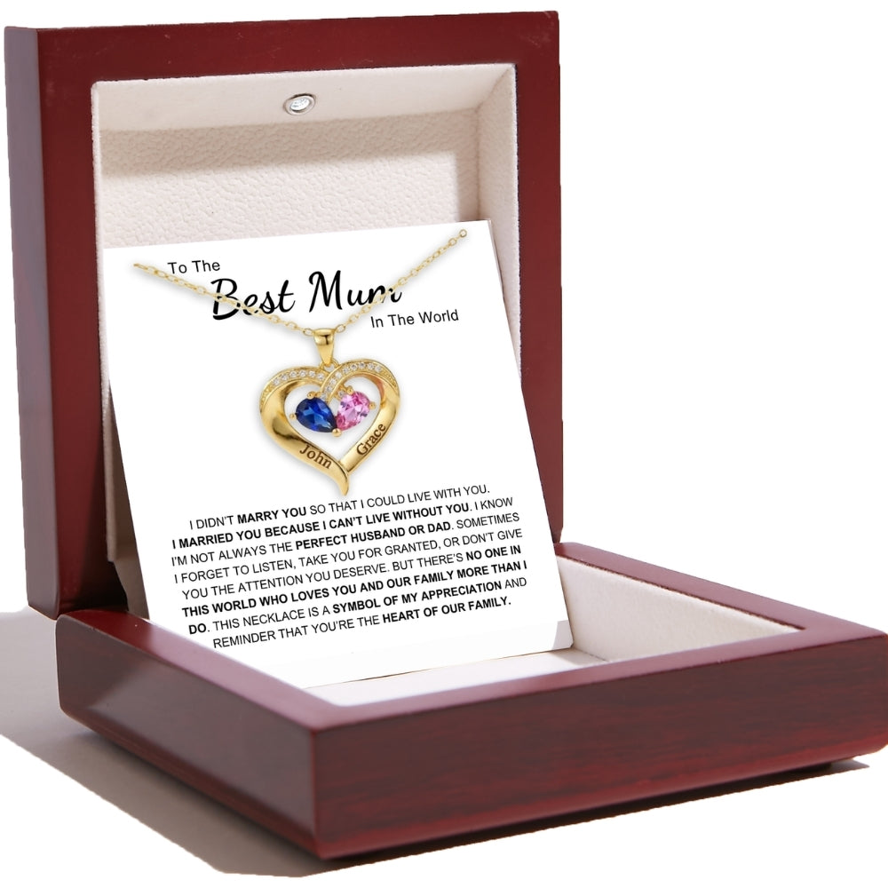To The Best Mum - Together Forever Birthstone Heart Necklace