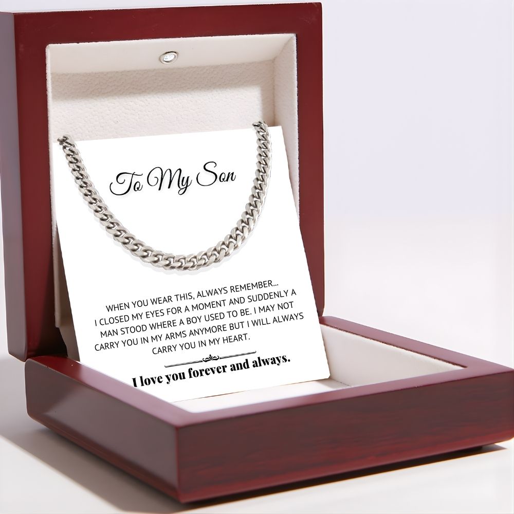 To My Son Necklace - Cuban Link Chain - Always In My Heart