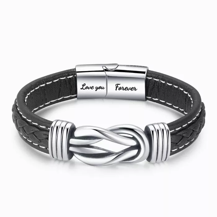 To My Man 'Forever Linked Together' Braided Leather Bracelet