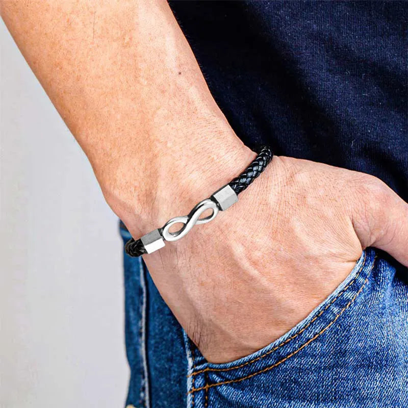 To My Grandson 'Love you forever' Engraved Infinity Braided Bracelet