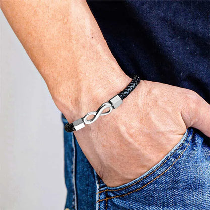 To My Grandson 'Love you forever' Engraved Infinity Braided Bracelet