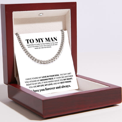To My Man - Cuban Link Chain - My Life, My Love, My Bestfriend