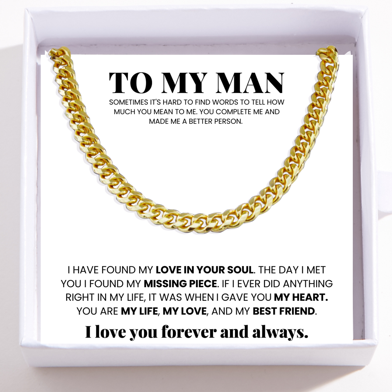 To My Man - Cuban Link Chain - My Life, My Love, My Bestfriend