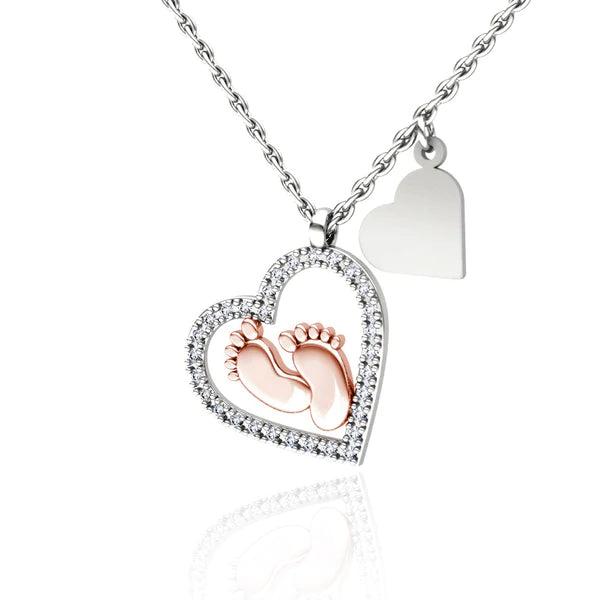 Baby Feet Heart Necklace - To My Mummy