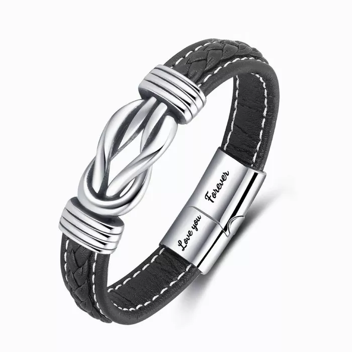 To My Man 'Forever Linked Together' Braided Leather Bracelet