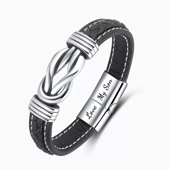 To Our Son - 'Forever Linked Together' Braided Leather Bracelet