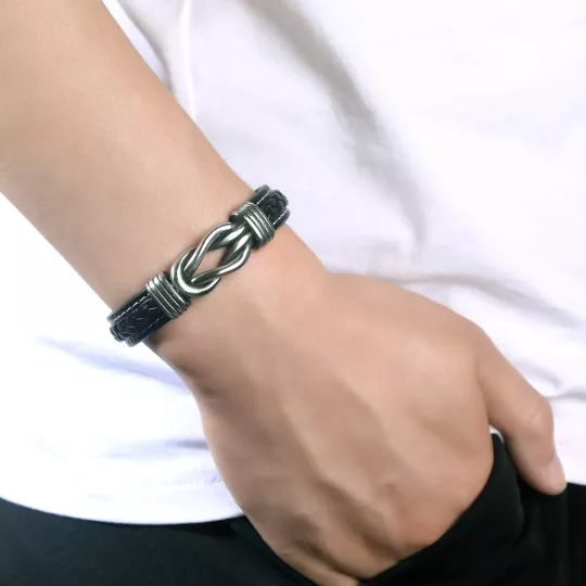 To My Man 'Forever Linked Together' Braided Leather Bracelet