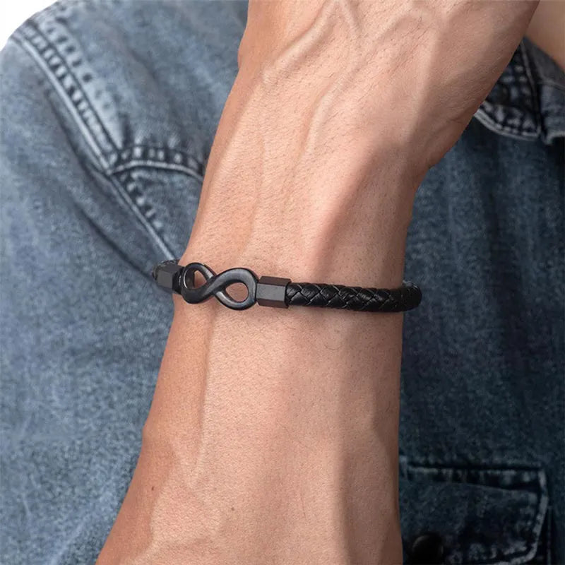 To My Grandson 'Love you forever' Engraved Infinity Braided Bracelet