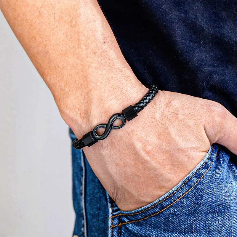 To My Grandson 'Love you forever' Engraved Infinity Braided Bracelet