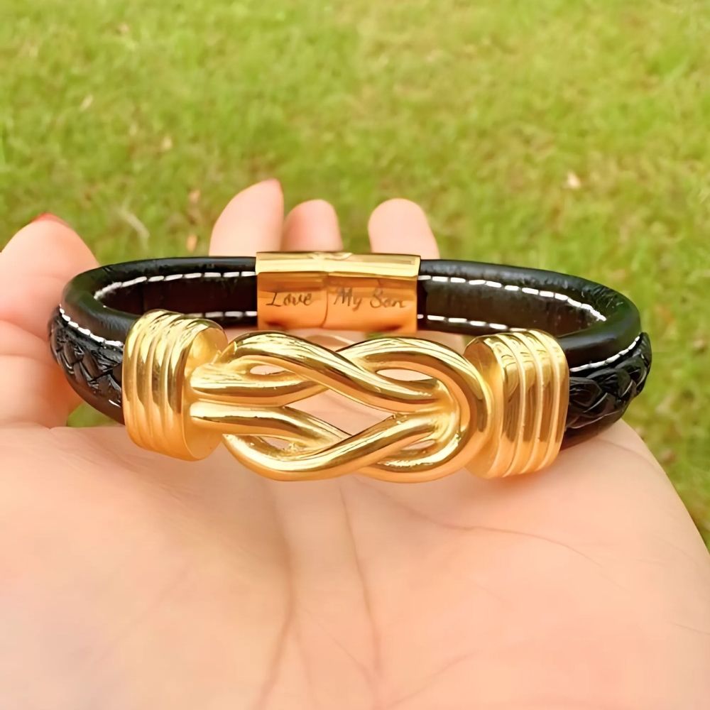 To Our Son - 'Forever Linked Together' Braided Leather Bracelet