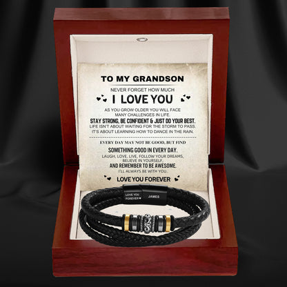 To My Grandson - 'Love You Forever' Personalised Name Bracelet