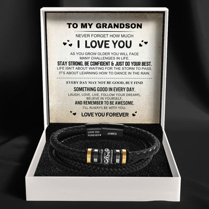 To My Grandson - 'Love You Forever' Personalised Name Bracelet