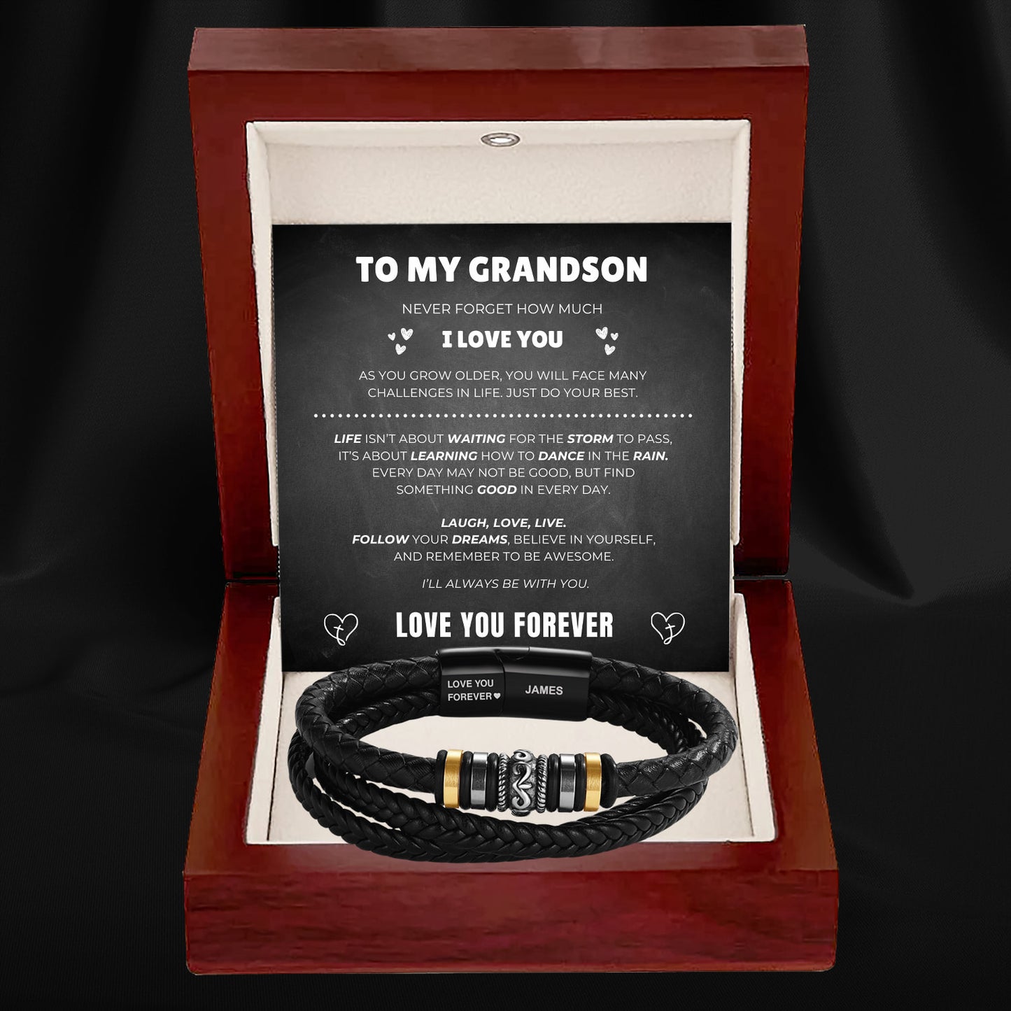 To My Grandson – ‘Love You Forever’ Personalised Name Bracelet