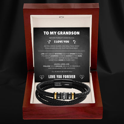 To My Grandson – ‘Love You Forever’ Personalised Name Bracelet