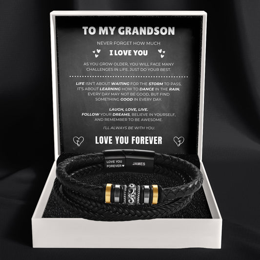 To My Grandson – ‘Love You Forever’ Personalised Name Bracelet
