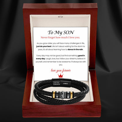 To My Son - 'Love You Forever' Personalised Name Bracelet