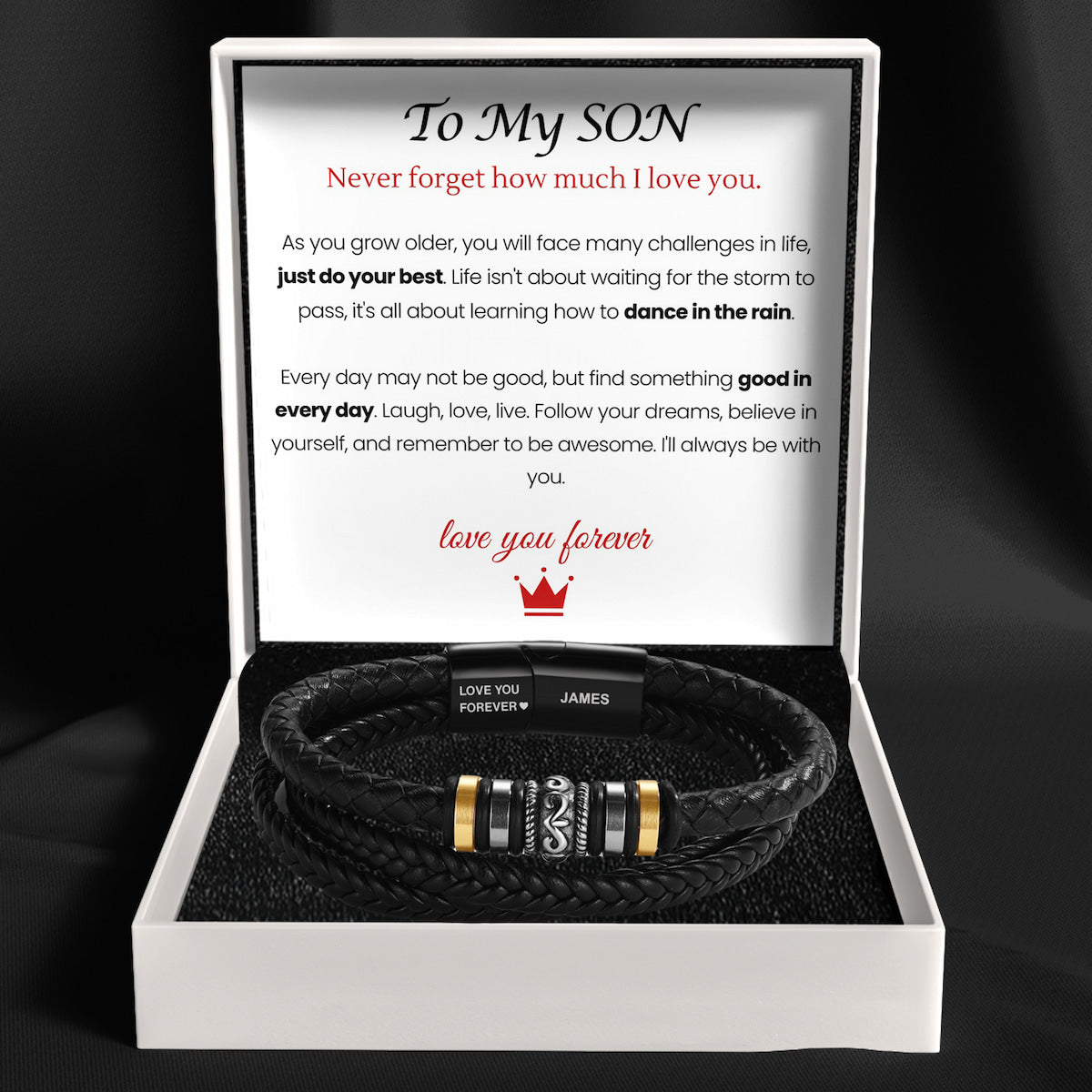 To My Son - 'Love You Forever' Personalised Name Bracelet
