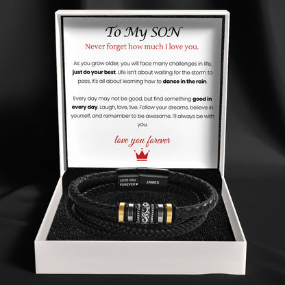 To My Son - 'Love You Forever' Personalised Name Bracelet