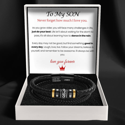 To My Son - 'Love You Forever' Personalised Name Bracelet