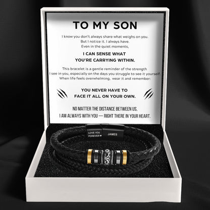 To My Son - 'Love You Forever' Personalised Name Bracelet