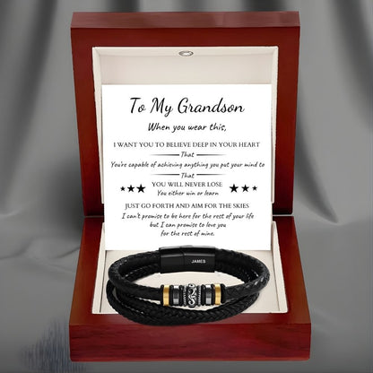 To My Grandson - 'Love You Forever' Personalised Name Bracelet