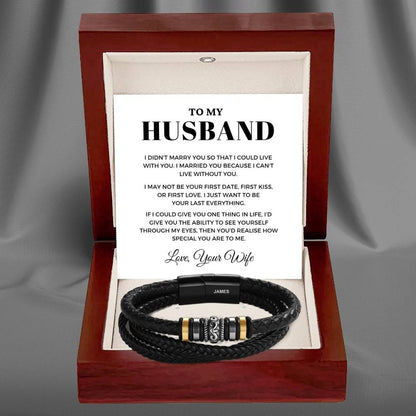 To My Husband - 'Love You Forever' Personalised Name Bracelet
