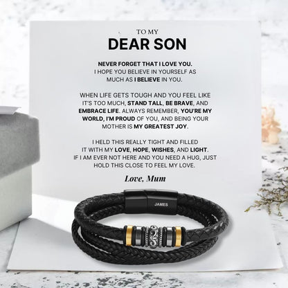 To My Dear Son - 'Love You Forever' Personalised Name Bracelet