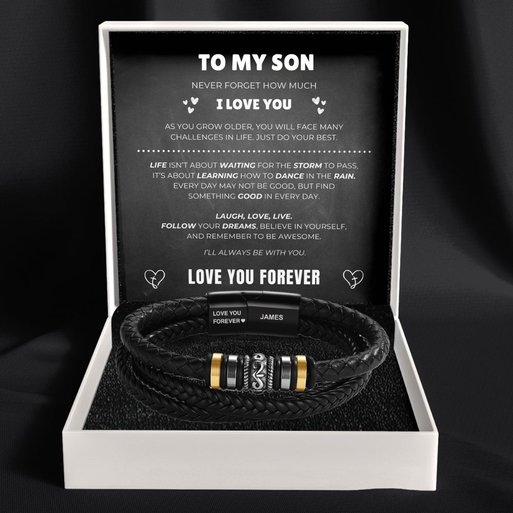 To My Son – ‘Love You Forever’ Personalised Name Bracelet