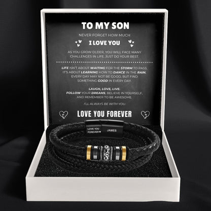 To My Son – ‘Love You Forever’ Personalised Name Bracelet