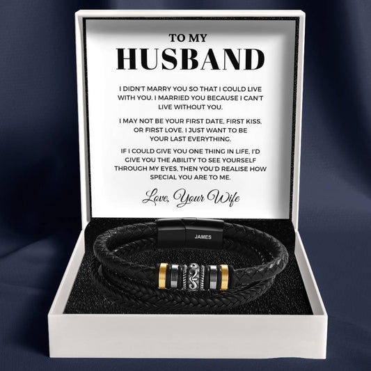 To My Husband - 'Love You Forever' Personalised Name Bracelet