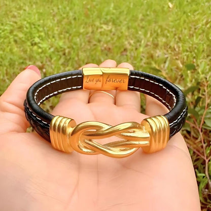 To My Man 'Forever Linked Together' Braided Leather Bracelet