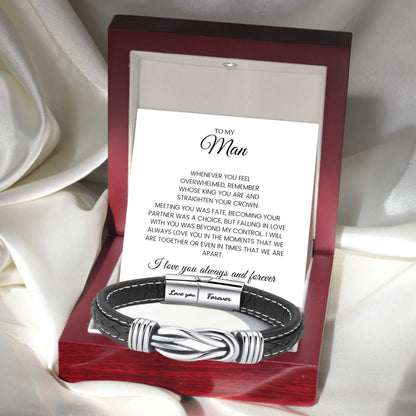 To My Man 'Forever Linked Together' Braided Leather Bracelet