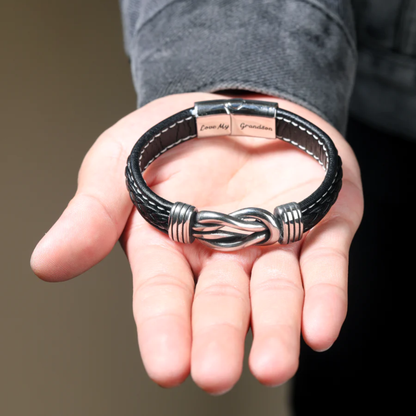 To My Grandson - Forever Linked Together Braided Leather Bracelet