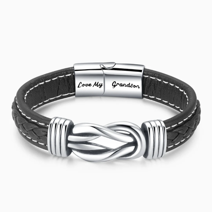 To My Grandson - Forever Linked Together Braided Leather Bracelet