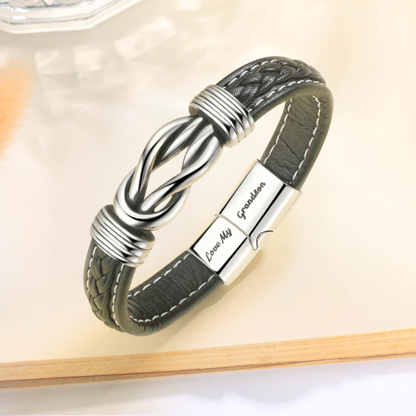 To My Grandson - Forever Linked Together Braided Leather Bracelet