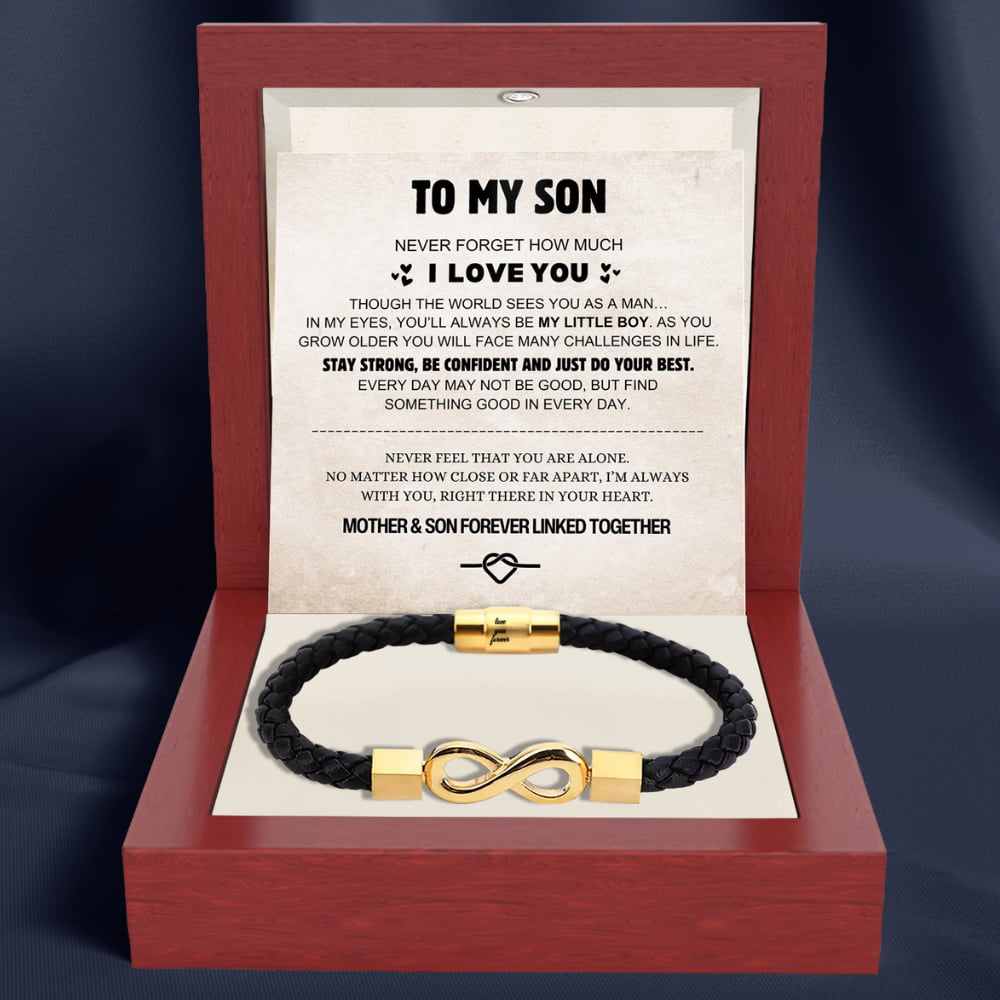 To My Son 'Love you forever' Engraved Infinity Braided Bracelet