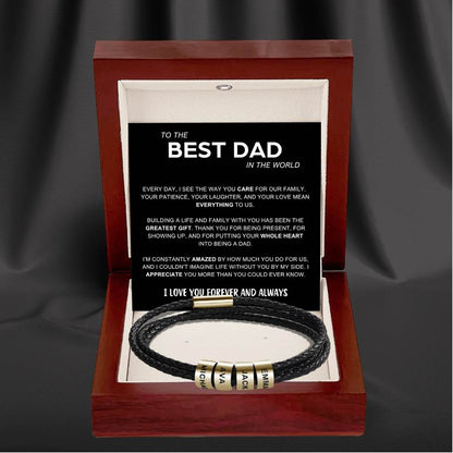 Inner Circle Timeless Bracelet with Engraved Name Beads - Best Dad In The World