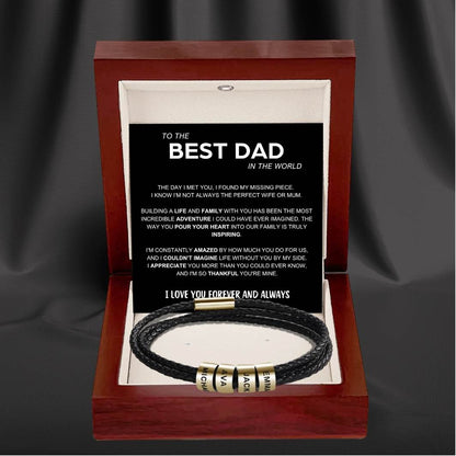 Inner Circle Timeless Bracelet with Engraved Name Beads - Best Dad In The World