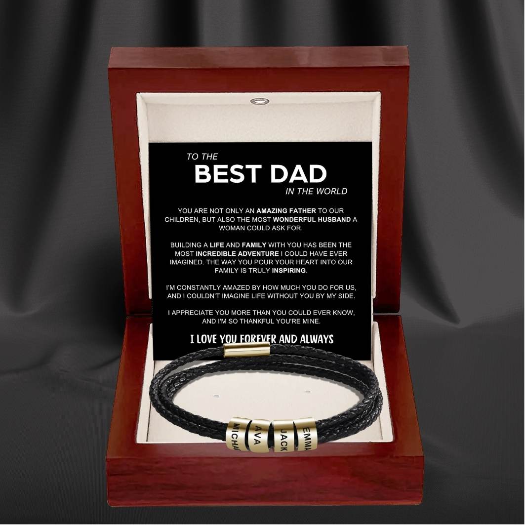 Inner Circle Timeless Bracelet with Engraved Name Beads - Best Dad In The World