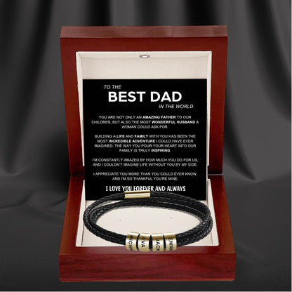 Inner Circle Timeless Bracelet with Engraved Name Beads - Best Dad In The World
